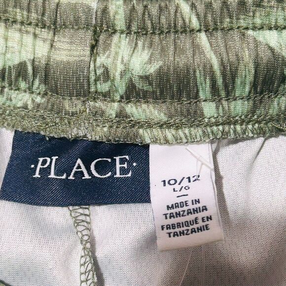 Children's Place Boys Basketball Shorts Palm Trees Beach Green Tropical L 10/12 - Picture 6 of 8
